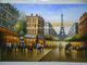 다운되어 팔레트 칼 에펠탑 파리 배경을 페인트를 칠하는 100% 손으로 만드는 파리 오일