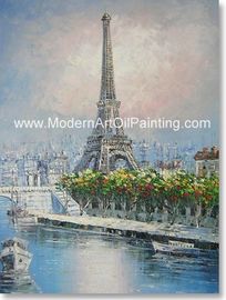 에펠탑 ECO 용매를 페인트를 칠하는 손 색칠한 파리 오일