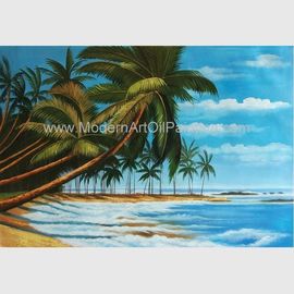 손은 다운되어 페인트를 칠하여 하와이 예술 작품 그림, 코코넛 나무 풍경 오일을 페인트를 칠했습니다