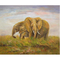 집 장식을 위한 캔버스 귀여운 동물 월 아트 벽화 위의 100% 손으로 만드는 가족 코끼리 사랑 유화