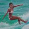 현실적 맞춘 유화 초상화는 그림으로부터의 여자 스포츠 유화를 서핑합니다