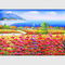 나이프에 의해 지중해 유화를 페인트를 칠하는 우미인초 꽃의 오일